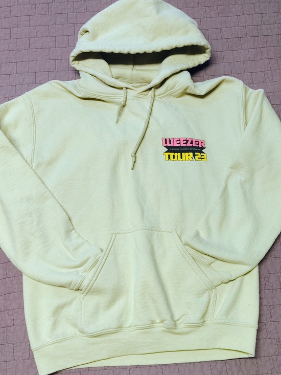 Weezer Other - Weezer Tour 2023 Concert Hoodie Mens Small Pale Yellow Indie Rock Roadtrip